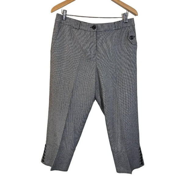 Ann Taylor Loft Wool Blend Capri Pants Size 8 Black And White Zig Zag Stripes - Picture 1 of 10